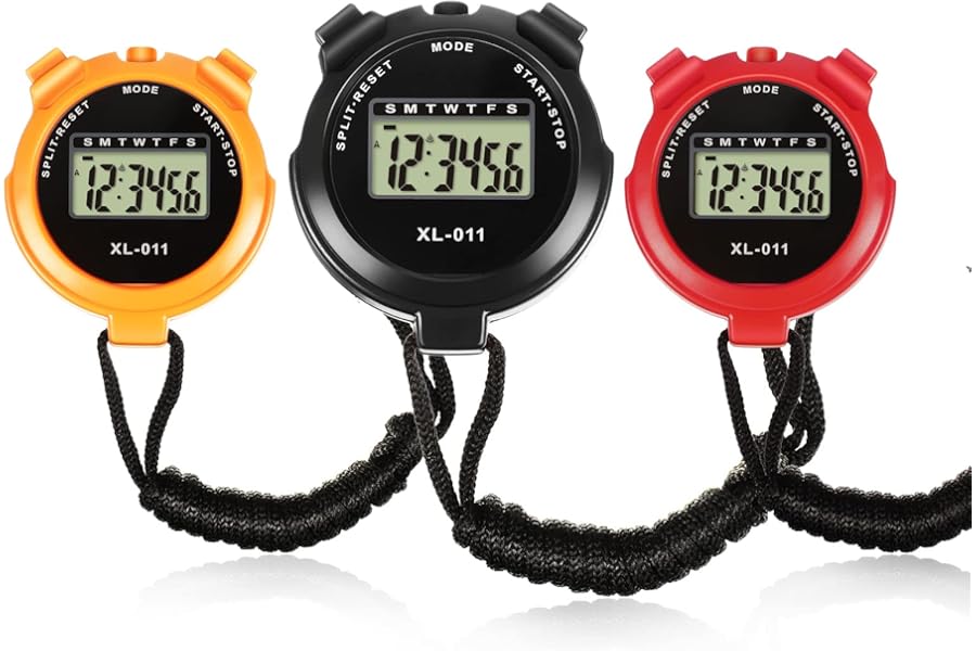 3 Pieces Sports Stopwatch Timer Multi Function Sport Digital Stop watch Large Display with Date Time and Alarm Function Shockproof Sport Stopwatch for Swimming Running Sports Training (Multicolored)