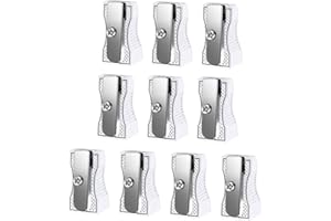 Cobee Taille-Crayon Monotrou - 10 Pièces en Alliage d'Aluminium Mini Taille-Crayon en Métal pour Écoles, Bureaux, Art