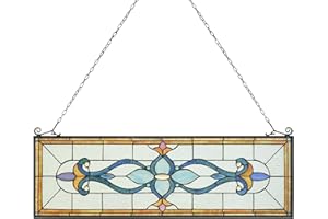 Capulina Large Horizontal Stained Glass Window Panels Hangings Tiffany Style Traditional Art Handcrafts for Home Decor and Gifts