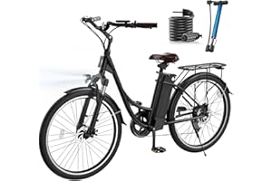 Finbike U2 Electric Bike Adults, 26 inch City Electric Bicycle with Removable Battery, 75KM Range & 25KM/H, 5 Speed Modes, 3 Working Modes, Dual Shock Absorber and 7-Speed Gearing