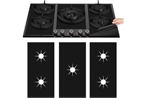 Finetoknow Copri fornelli Cottura 5 Fuochi Gas,Copri Piano Cottura,3 pezzi Resistente Protezione in Teflon Alle al Calore 52,8 * 78 cm Coperchio Riutilizzabile Pulizia Rapida