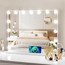 YITAHOME Miroir Maquillage Lumineux, Miroir LED Coiffeuse 3 Couleurs Dimmable avec USB Contrôle Tactile 58 x 46 cm Montage Mural Accessoire Grossissant 10x Inclus, Blanc Blanc [Classe énergétique F YITAHOME Miroir Maquillage Lumineux, Miroir LED Coiffeuse 3 Couleurs Dimmable avec USB Contrôle Tactile 58 x 46 cm Montage Mural Accessoire Grossissant 10x Inclus, Blanc Blanc [Classe énergétique F