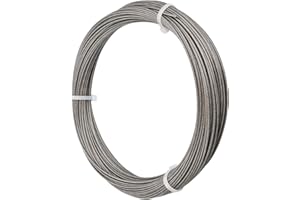 BHOULANDI 50m Stainless Steel 2mm Rope - PVC Coated Suspension - Hanging Hardy 7x7 - Gardenذية Climbing Plants and Craft Curtains Fence Outdoor Ceiling - 167kg Load Capacity