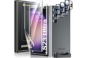 UniqueMe [5 Piezas] Protector de Pantalla Samsung Galaxy S23 Ultra, 2 Piezas TPU Protector y 3 Piezas Protector Camara,Película de TPU flexible HD],Admite desbloqueo de huellas dactilares