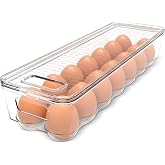KICHLY Egg Cup for Refrigerator - 14 Spaces, Lid and Handle, Plastic, Egg Tray (Pack of 1)