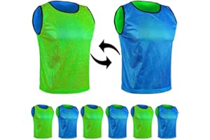 SPORTSBIBS 6X Fußball Leibchen für Kinder und Erwachsene - Set von 6 Stück - Wendeleibchen 2-Farbig, Trainingsleibchen, Markierungshemd Doppelseitig für Damen Herren Junioren Senioren