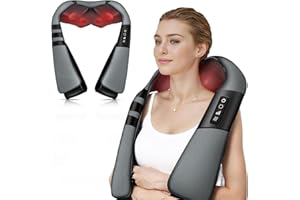 WERTYI Neck and Shoulder Massager with Heat, Deep Tissue Shiatsu 3D Kneading Massager for Neck, Back, Waist and Leg, at Home and Car, Gifts for Women/Men/Mom/Dad (Grey)