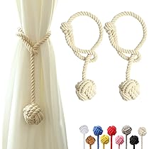 Fermi Magnetici Per Tende - 4 Pezzi Da 50 Cm, Cotone Intrecciato | Per Interni Ed Esterni, Design Con Palline Di Legno - Foto 4