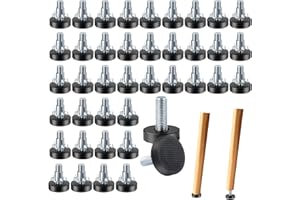 40 Pcs M6 Threaded Feet Levelers, FAURAPMNG Adjustable Leveling Feet with T-Nuts Thread Furniture Leveling Foot Pads Adjustable Leg Levelers Glides Screw on for Desk, Chairs, Stool Legs, Cabinet