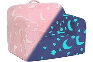 YOTATING Kids Sofa Toddler Chair, Chirldren Couch with Side Pockets with Removable and Washable Cover Carrying Handle Toddler Armrest Chair Kids Read Sofa for Girl or Boy, Pink moon