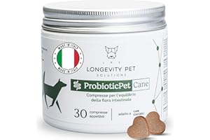 LPS ProbioticPet Cane 30 Compresse per Prurito, Dermatite, Digestione | Probiotici per Cani FOS e MOS | Integratori per cani | Supporto per Diarrea Cane e Gatto | Made in Italy Longevity Pet