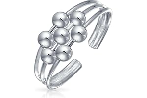 BLING JEWELRY Anello Geometrico Del Dito Medio Del Boho Blu O Verde Della Sfera Della Perla Di Cristallo Della Banda Spaccata Del Dito Del Piede Di Midi Dell'Adolescente Lucidato .925 Argento Sterlina Regolabile