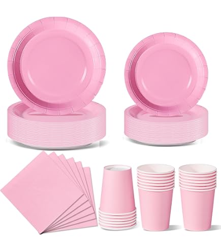 Set De Vaisselle Jetable Compostable Ciao - 44 Pièces Pour 8 Personnes - Fleur Violette - Ø23/18cm