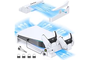 OIVO Soporte Horizontal PS5 con Ventilador de 3 Velocidades con Cargador Mando, con Refrigeración y Estación para Consola, Ho