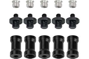 FRGYEE 15 Pieces 1/4" 3/8" Light Stand Adapter, Tripod Screw Adapter Converter for DSLR Camera Tripod, Shoulder Rig, Flash Light Stand, Camera Cage, Lighting Equipment, LED Panel, GoPro Tripod Mount