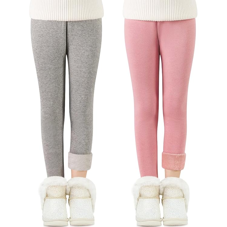 Leggings Filles Doublés Polaire - Lot De 2, Style Jean, Chauds 5-15°C, Pour 4-12 Ans, Extensibles Avec Poches