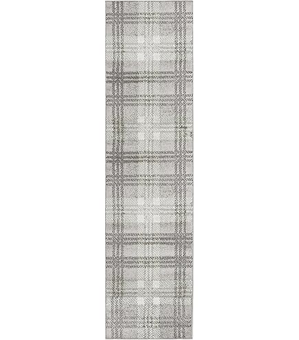 Tartan Highland Check Pattern Blue Hallway Rug 80 X 300 Cm (2'6''x10 - View #13