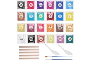 Femnow Epoxidharz Farbe Mica Pulver Set, 24 Farben x 5 g Hochkonzentrierte Farbpigmente für Gießpulver, Epoxidharz, Pigmentpulver Gießpulver, Perlglanz Pigmente für Schmuck, Seifen, Kerzen, Badebomben