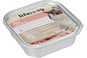 by Amazon Cibo per gatti, pâté con salmone, 100 g, confezione da 16 (precedentemente Lifelong!)