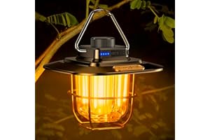 Campinglampe Aufladbar, Blukar Retro Camping Laterne-Stufenlos Dimmbar Helligkeit & Einstellbar Farbtemperatur (3000K Warmweiß & 4500K Natürlich), 12+ Std. Laufzeit Zeltlampe für Camping, Wandern etc.