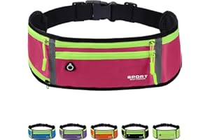 Mayoii Running Belt for Women and Men Lightweight Running Waist Belt with Water Bottle Pocket, Multi-Pocket Running Belt for Phone (Rose Red, One Size)