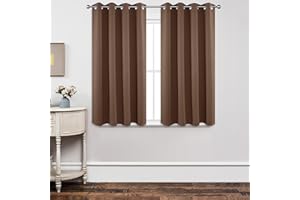 Joydeco Cortinas Opacas 2 Piezas, Cortinas Dormitorio con Ojales Anti Luz Cortina Termica Aislantes Frio y Calor para Salon Curtains Blackout (Marrón, 2x117x137cm)
