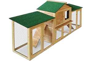 AQPET Cage pour Lapins Lapin poulailler avec Toit de XXL pour extérieur en Bois, Double étage, 204 x 45 x 84 cm, Marron, Grand