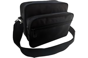 Copechilla Borsa porta attrezzi nero piccolo con tracolla regolabile 3 grandi tasche con cerniere e 2 scomparti,Materiale impermeabile e resistente all'usura per piccoli attrezzi,Come borsa da esterno