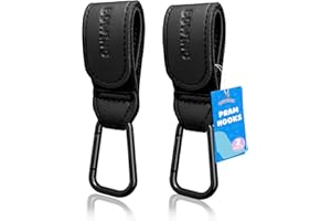 Bdwing Gancho Multifuncional para Silla de Paseo, 2 Pack Ganchos Carro Bebe Cuero, Ganchos para bolso carro bebe para colgar, Ligero y Duradero Accesorios Carro Bebe(Negro)