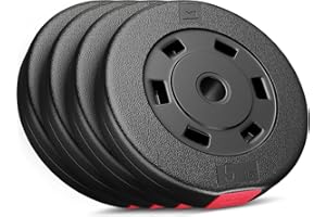 ‎HS HOP-SPORT Hop-Sport Hantelscheiben Set 5kg bis 30kg, Kunststoff, Gewichtsplatten mit 31mm Lochdurchmesser, ideal für Standard 30mm Langhantelstangen, Robuste Gewichtsscheiben für Krafttraining