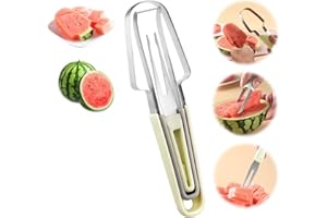 ORTVIAI Coupe-Fruits 3 en 1 en Acier Inoxydable, Coupe-Melon Multifonction, Nouveau Coupe-Melon 2024 3 en 1, Coupe-Pastèque en Acier Inoxydable, pour Couper la Pastèque