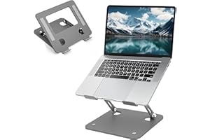 WEIQILE Soporte para computadora portátil para escritorio, base de metal duradera, soporte para computadora portátil para portátiles de trabajo colaborativo de hasta 15 pulgadas (gris)