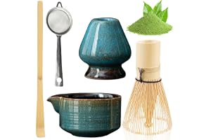 BAIFULAI Matcha teset, 5-delat matcha-vispset av keramik, japansk teset, matcha-skål, visphållare, sil, japanska tillbehör fö