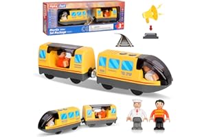 SUPRBIRD Train de Locomotives à Piles-Connexion Magnétique, Train Electrique Enfant, Train Jouet pour Voie Ferrée en Bois Compatible avec Thomas, Brio, Chuggington, pour dès 3 Ans