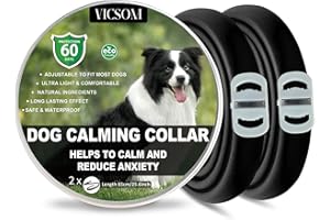 VICSOM Collare Calmante per Cani, Collare Calmante Regolabile per Cani, Collare Calmo per Cani Naturale Feromoni Anti-Ansia, Regolabile e Impermeabile per Cani di Tutte Le Taglie 25.5In 2pc Nero