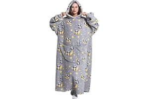 XINLONG Übergroße Hoodie-Decke Panda Gemütliche Plüsch mit Tasche Bequeme Sweatshirt Decke Fleece Decke Kapuzenpullover Tragbare Decken Hoodie Ganzkörperdecke TV-Decke mit Ärmeln Damen Herren Unisex