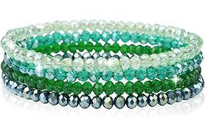 uinnossvc Crystal Bead Bracelet for Women, Combinable Bracelet, 4 Layer Crystal Bead Stretch Bracelet, Boho Fashion Women's Bracelet, Crystal Bead Bracelet Fashion Women's Girls Bracelet