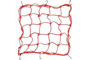 GOOFIT Redes Moto Cinturon Equipaje de Carga Elastico con Ganchos Pulsado reemplazo para Bicicletas de Motos Todoterrenos de Coches Camiones ATV Cars Truck 40 x 40 cm (Rojo)