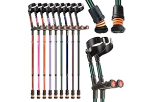 FLEXYFOOT LTD Flexyfoot Shock Absorbing Comfy Grip Double Adjustable Crutches - Pair - British Racing Green - Improves Safety, Improves Grip, Reduces Shocks & Jarring