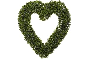 Warmiehomy Valentines Decorations Artificial 42cm Boxwood Heart Topiary Door Hanging Wreath For Wedding Decor Indoor/Outdoor, Holiday and other Special Event Decoration Witn Hanging Chain 1 Pcs