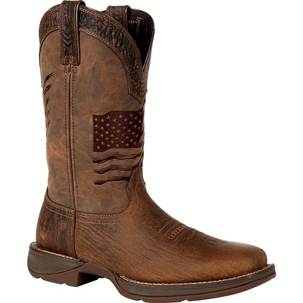 Stivali Western Da Uomo Durango Shyloh, Pelle Pieno Fiore, Colore Borgogna Brunito, Taglia 44.5 EU