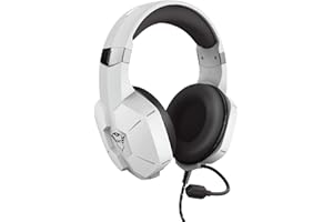 Trust Gaming Cuffie PS4, PS5, PlayStation 4/5 GXT 323W Carus con Microfono Flessibile, 3.5 mm Jack, Filo, Over Ear, Controllo del Volume ed Esclusione Audio del Microfono - Bianco