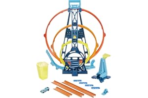 Hot Wheels Track Builder Unlimited Triple Loop Kit Collapsible 3-Loop Gift Set for Kids 6 to 12 Years Old & One 1:64 Scale Hot Wheels Vehicle with Connection Points, GYP65