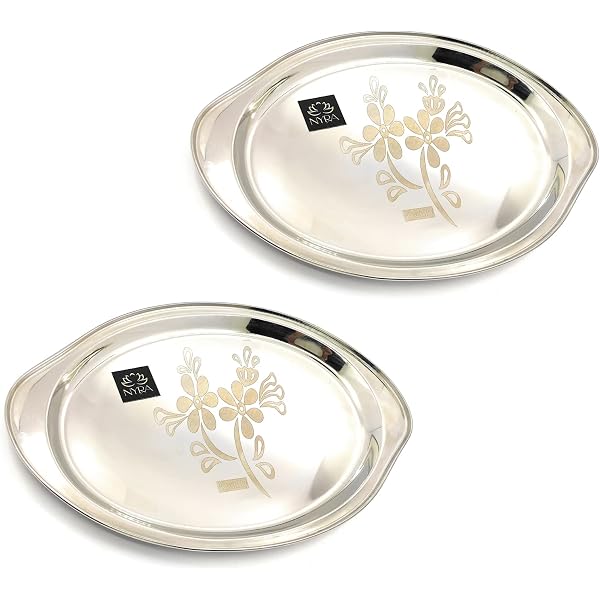 Hemoton Stainless Steel Sizzle Platter - 28cm Oval Serving Tray, For Fish, Meat, Sushi, Desserts (Silver)