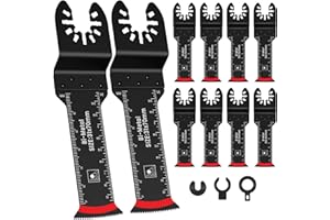LOYALAEU 10PCS Lames de Scie Oscillantes Lame de Scie Universelle Compatibles avec Dewalt Makita Bosch Milwaukee Outil Multifonction avec Bord Incurvé pour Métal Bois Vis（10 BiM, Extra long）