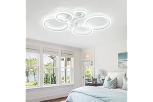 KeLuKes 100cm Blanc Lampe Ventilateur Plafond Avec Fonction Mémoire, Plafonnier Ventilateur Anneau, Dc, Silencieux Gradable Minuterie 6 Vitesses Ventilo Plafond Pour Chambre Salon