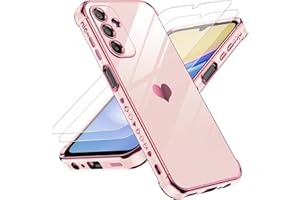LeYi Coque pour Samsung Galaxy A15 4G/5G avec 2 Verre Trempé Vitre Protection, Etui Silicone Anti-Rayures, Housse Souple TPU, Étui Ultra Mince Bumper Antichoc pour Coque Samsung A15 5G - Rose