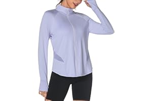 Gyabnw T Shirt Maglietta Sportiva da Donna Maniche Lunghe Magliette Donna Sportive Felpa Donna con Zip Asciugatura Rapida Tinta Unita Yoga Fitness