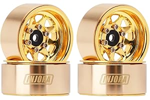 INJORA 1.0 Beadlock Wheel with Brass Ring Negative Offset -3.78mm 1.0" Wheels for TRX4M Axial SCX24 1/18 1/24 Upgrade,Yellow