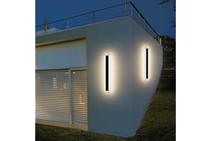 Mikeru 40cm 3 Color Temperature LED Outdoor Garden Wall Light Lamp,Black Outside Indoor Long Strips Lights IP65 Waterproof Exterior Bar Fixture for Patio Hallway Garage